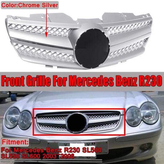 クローム シルバー フロント バンパー グリル 適用: メルセデス ベンツ SL クラス R230 SL500 SL550 SL600 2003-2006 ABS AL-II-3447 ALの通販は