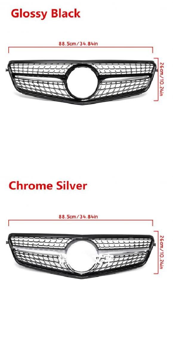 フロント バンパー グリル 適用: メルセデス ベンツ C クラス W204 C180 C200 C300 2008-2014 ブラック・シルバー AL-II-3451 AL