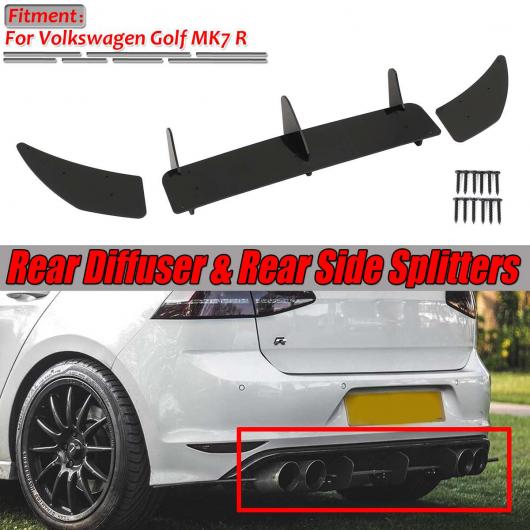 リア バンパー ディフューザー リップ スポイラー スプリッタ &amp; サイド スプリッター ブラック 適用: VW フォルクスワーゲン/VOLKSWAGEN ゴルフ MK7 R AL-II-3639 AL