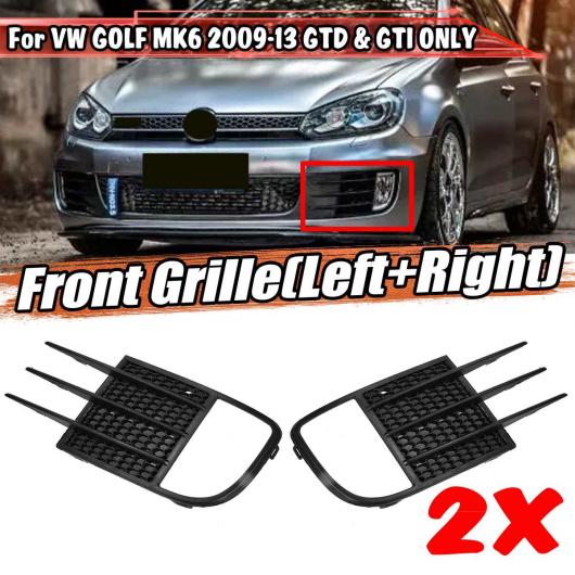 ブラック 2ピース フロント バンパー フォグライト グリル 適用: フォルクスワーゲン/VOLKSWAGEN VW ゴルフ MK6 GTD＆GTI 2009 2013 5K0853665C 5K0853666C AL-II-3725 AL