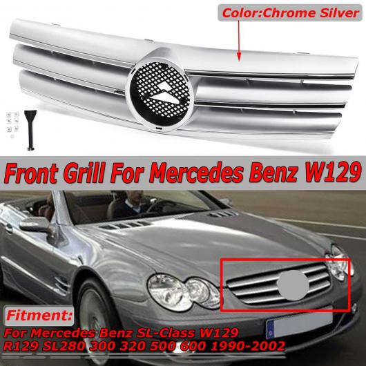 フロント バンパー グリル カバー 適用: メルセデス ベンツ SL クラス W129 R129 SL280 300 320 500 600 1990 2002 クローム シルバー AL-II-3954 AL
