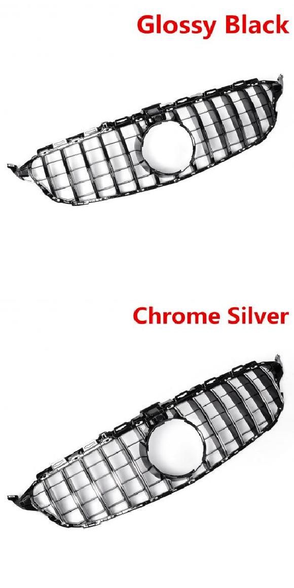 W205 GT グリル フロント バンパー 適用: メルセデス ベンツ C クラス W205 C200 C250 C300 C350 2015 2018 カメラ ホール ブラック・クロムシルバー AL-II-3985 AL