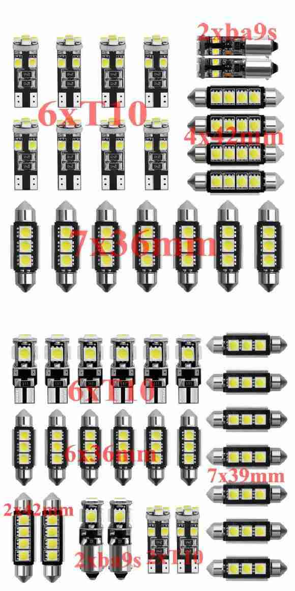 車用 内装 LED ライト キット 適用: フィアット/FIAT フィオリーノ フリーモント グランデ プントイデア リネア スクード エラーフリー T10 31mm 36mm 39mm 42mm 21ピース・25ピース ホワイト AL-JJ-2599 ALの通販は