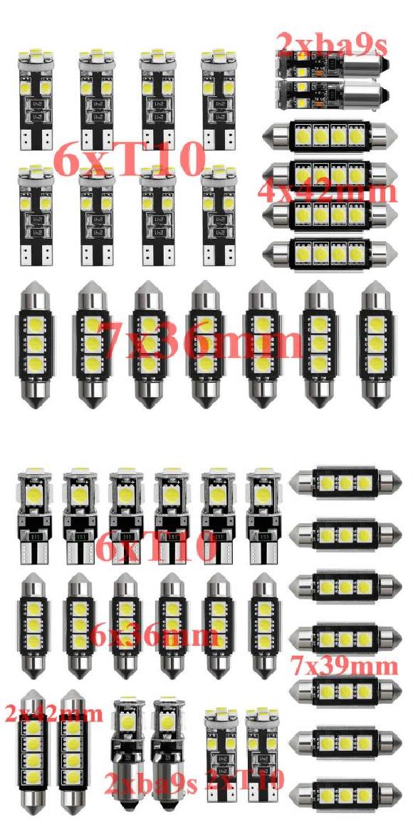 車用 内装 LED ライト キット 適用: フィアット/FIAT スティーロ ドブロ デュカート セディチ セイチェント クロマ エラーフリー T10 31mm 36mm 39mm 42mm 21ピース・25ピース ホワイト AL-JJ-2607 ALの通販は 10,686円