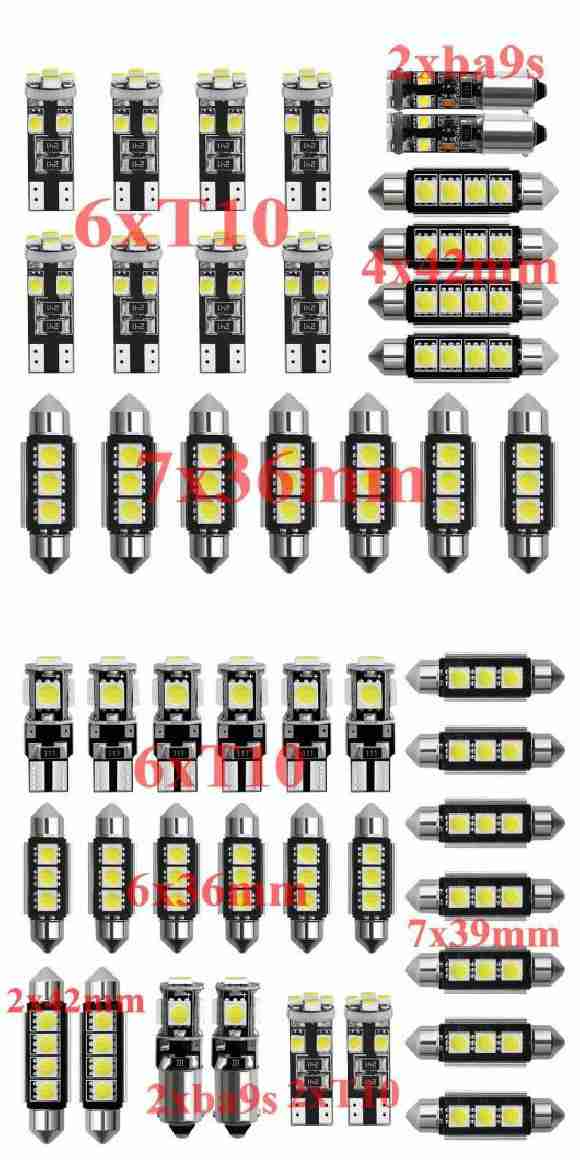 車用 内装 LED ライト キット 適用: 三菱 ディアマンテ エクリプス ギャロッパー ミラージュ エラーフリー T10 31mm 36mm 39mm 42mm 21ピの通販は