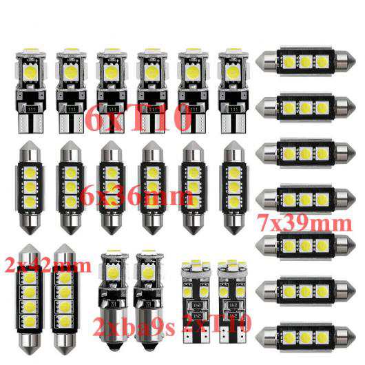 車用 内装 LED ライト キット 適用: スバル トレジア トライベッカ B9 レヴォーグ WRX アセント バハ XV クロストレック エラーフリー T10 31mm 36mm 39mm 42mm 14ピース ホワイト AL-JJ-2671 ALの通販は