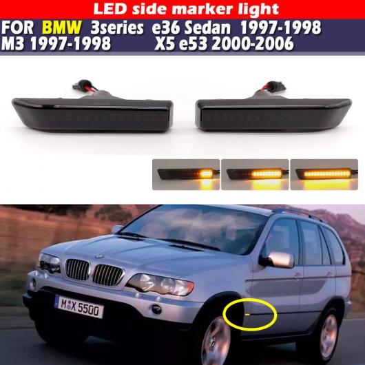 ダイナミック ターンシグナルライト サイド マーカー フェンダー シーケンシャル ランプ ウインカー 適用: BMW E36 M3 フェイスリフト 1997-1999 X5 E53 1999-2006 AL-JJ-5900 AL