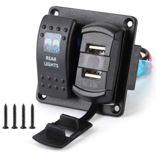 AL 12V-24V ロッカー スイッチ パネル 2 USB デジタル 電圧計 5PIN デュアル ライト スイッチ 適用: ボート AL-JJ-7153