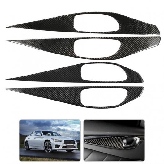 4ピース リアル カーボンファイバー インナー ドア ハンドル ボウル カバー トリム 適用: インフィニティ/INFINITI Q50/Q50L 2013 2014 2015 2016 2017 2018 AL-JJ-8584 AL