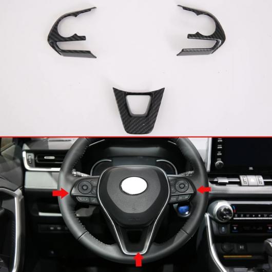 適用: トヨタ RAV4 2019 2020 カーボンファイバー スタイル ステアリング ホイール パネル カバー ベゼル トリム バッジ モールディング ガーニッシュ AL-JJ-9491 AL