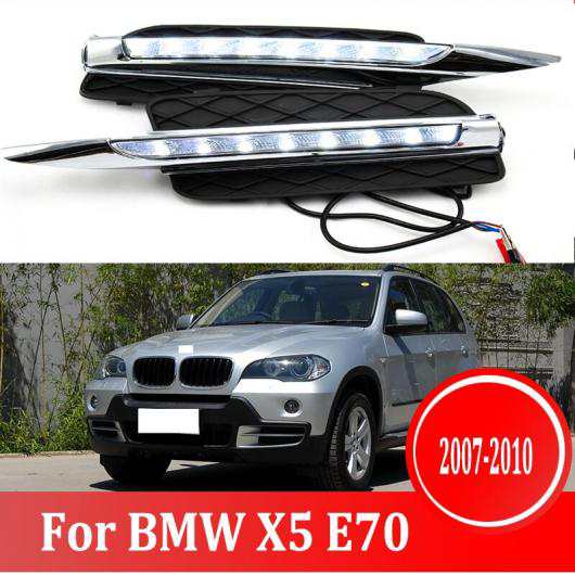 2ピース 適用: BMW X5 E70 2007-2010 6000K ホワイト ライト LED デイタイム ドライビング ランニング ライト DRL フォグランプ AL-JJ-95