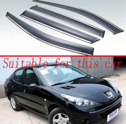 適用: プジョー/PEUGEOT 207 2010 2011 2012 2013 2014 プラスチック エクステリア バイザー 吹き出し口 シェード ウインドウ サン レイン ガード デフレクター 4ピース AL-KK-0155 AL