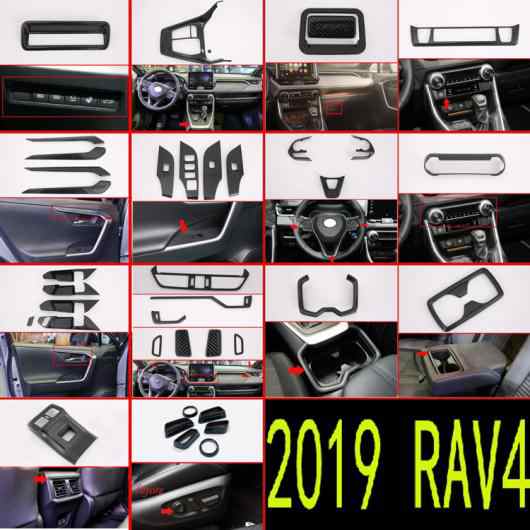 適用: トヨタ RAV4 XA50 2019 2020 カーボンファイバー調 インサイド インテリア カバー トリム フル セット 39 ピース AL-KK-0221 AL