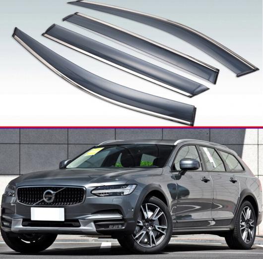 適用: ボルボ/VOLVO V90 クロス カントリー T5 T6 AWD 2017 2018 2019 + プラスチック エクステリア バイザー 吹き出し口 シェード ウインドウ サン レイン ガード デフレクター 4ピース AL-KK-0227 AL