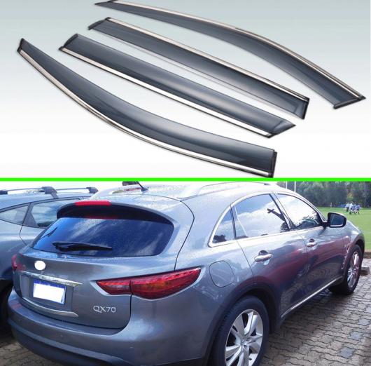 適用: インフィニティ/INFINITI QX70 S51 2013-2019 プラスチック エクステリア バイザー 吹き出し口 シェード ウインドウ サン レイン ガード デフレクター 4ピース AL-KK-0291 AL