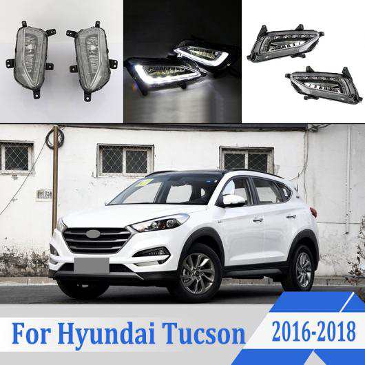 2ピース DRL ライト ランプ 適用: ヒュンダイ/現代/HYUNDAI ツーソン 2016-2018 6000K ホワイト LED フォグランプ AL-KK-0593 AL