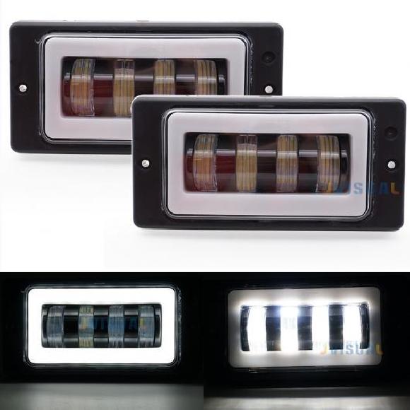 2ピース フロント フォグランプ 防水 6000K LED エンジェルアイ フォグライト フォグ パッシング ライト 適用: ラーダ/LADA 2110-2117 B ホワイト エンジェルアイ AL-KK-2498 AL