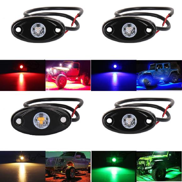 AL LED ロック ライト キット 適用: ジープ/JEEP ATV SUV オフロード ボート アンダーボディ トレイル RIG ランプ アンダーグロー LED ネオン トレイル RIG ライト ホワイト〜グリーン 2ピース AL-KK-2501