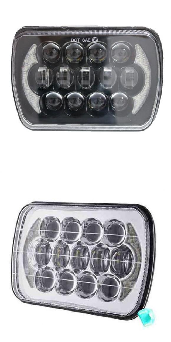 105W 適用: ジープ/JEEP チェロキー/CHEROKEE XJ 7X6インチ 5X7 LED プロジェクター ヘッドライト ハロ DRL スクエア ヘッドライト 適用: ジープ/JEEP 1 ブラック・2 クローム AL-KK-2529 AL