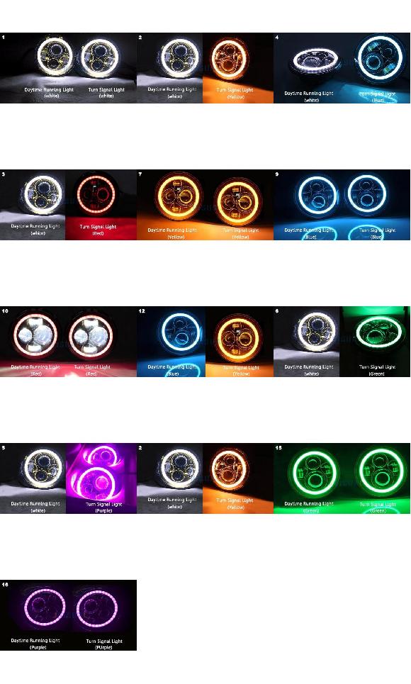 7インチ LED ヘッドライト H4 DRL ラウンド 7インチ ヘッドライト ホワイト ホワイト〜パープル パープル 1 ブラック カップ・2 クローム カップ AL-KK-2551 AL