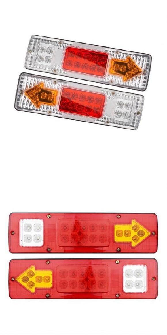 AL ペア 19 LED 防水 トレーラー テール ライト LED リア ウインカー トラック ローリー キャラバン バン ブレーク ストップ インジケーター ランプ ホワイト・レッド 12V・24V AL-KK-2558