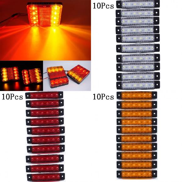 AL 1 ペア トラック トレーラー リア ライト 防水 キャンパー インジケーター リバース バン トラック テールライト 2ピース 8LED〜イエロー 10ピース 12V・24V AL-KK-2564