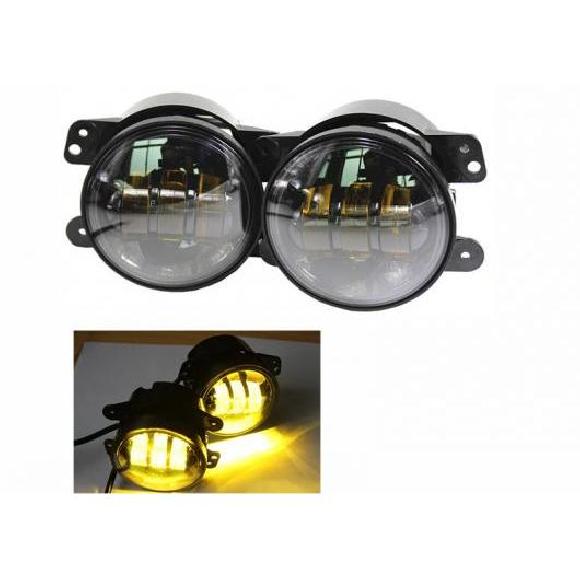 ペア 4インチ 30W 6000K ラウンド LED フォグライト プロジェクター ドライビング フォグ ランプ アンバー/イエロー 適用: ジープ/JEEP ラングラー JK TJ LJ ブラック イエロー AL-KK-2578 AL
