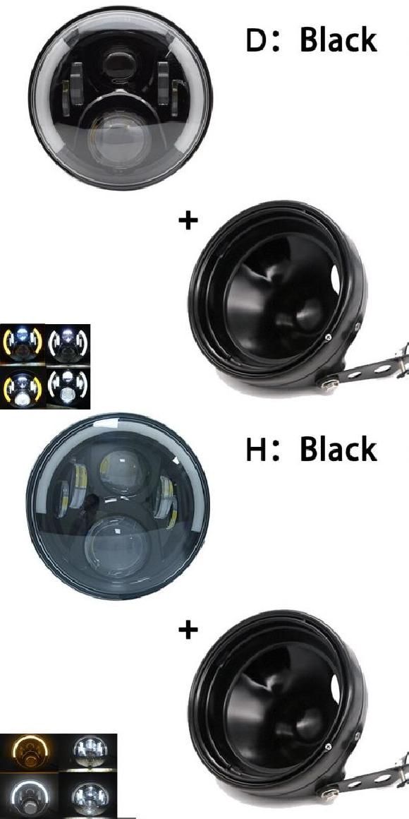 7 ヘッドライト オートバイ 7インチ LED ヘッドライト バケツ トリム リング 適用: ソフテイル ダイナ オートバイ プロジェクター 60W ブラック 1セット AL-KK-2644 2輪 AL