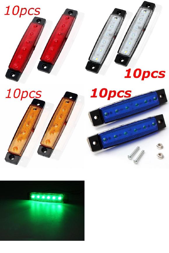 AL 6 SMD LED トラック ローリー トレーラー サイド マーカー インジケータ ウインカー ライト テール ワーニング 10ピース レッド〜10ピース グリーン 12V・24V AL-KK-2648の通販は 7,134円