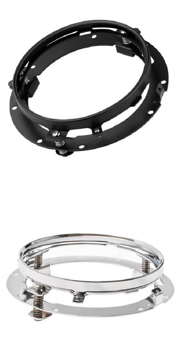 130W 7インチ ブルー ヘッドライト DRL/アンバー ウインカー バケツ トリム リング ブラケット 適用: ツーリング ロード スター ブラック ブラケット・クローム ブラケット AL-KK-2650 2輪 ALの通販は