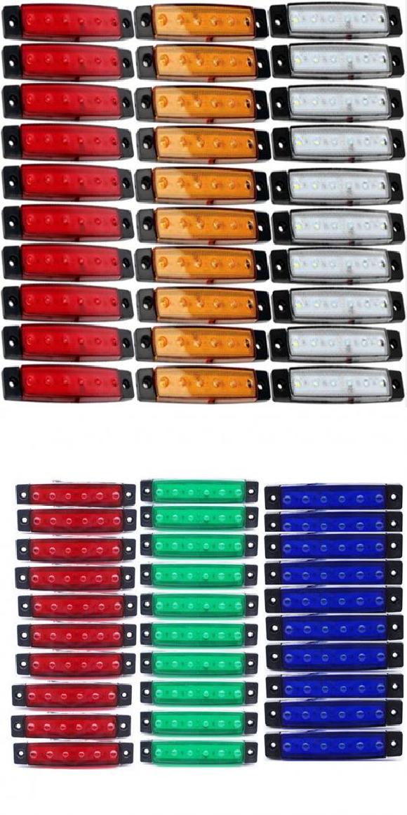 6LED イエロー レッド ホワイト トラック ローリー トレーラー サイド マーカー インジケータ ウインカー ライト テール ワーニング リア 30個 12V・24V AL-KK-2667 AL