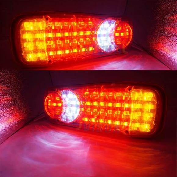1 ペア 防水 LED トレーラー トラック ローリー LED バン テールライト ランプ-トレーラー テールライト リバース ワーニング ブレーキ ライト 2ピース 46LED 12V・24V AL-KK-2745 AL