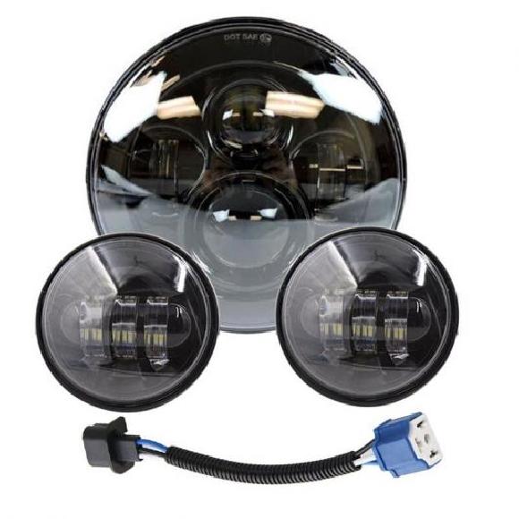 7 LED プロジェクター 883 ヘッドライト + 4 1/2 パッシング ライト 適用: ツーリング エレクトラ グライド ブラック 7インチ LED ヘッドライト フォグライト AL-KK-2769 2輪 AL