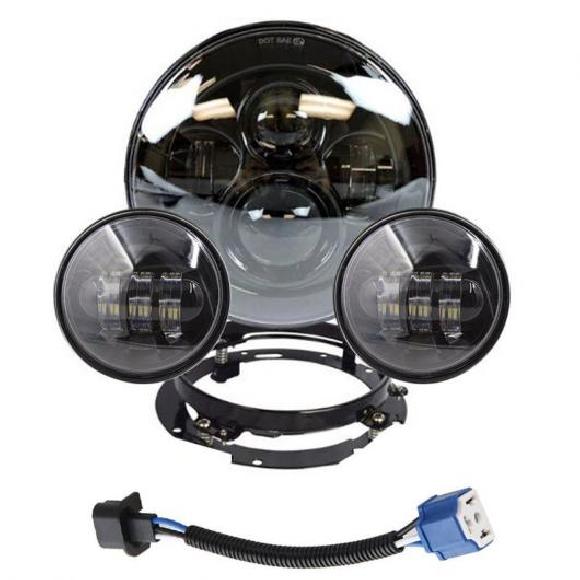 7 LED プロジェクター 883 ヘッドライト + 4 1/2 パッシング ライト 適用: ツーリング エレクトラ グライド ブラック 7インチ LED ブラックセット AL-KK-2769 2輪 AL
