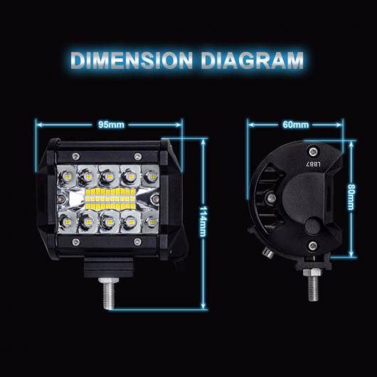 4インチ 60W LED ワーク ライト LED バー ライト 適用: オートバイ トラクター ボート オフ ロード 4WD 4X4 トラック SUV ATV バン トラクター ランプ RZR 12V 24V 2ピース AL-KK-2779 AL_2