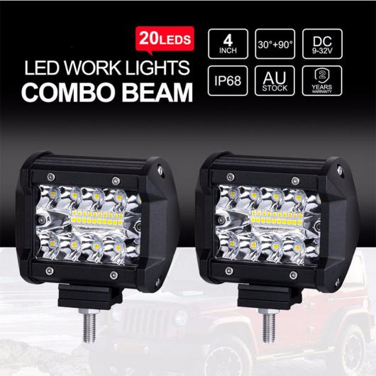 4インチ LED ライト ワーク バー 投光ランプ スポット コンボ ビーム 4 LED ドライビング ワーキング ランプ フォグ ライト 12V 24V トラック 4WD ATV SUV UTV 2ピース 60W AL-KK-2792 AL_3