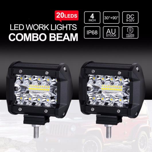 4 60W スポット ビーム LED ワーク ライト バー 適用: オフロード 4WD LED フォグランプ トラック オートバイ バン トラクター ランプ RZR 12V 24V 4X4 2ピース AL-KK-2793 AL_3