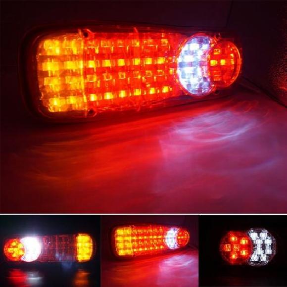 2ピース 防水 LED テールライト リア ランプ ペア ボート トレーラー リア パーツ 適用: トレーラー トラック ライト 2ピース 46LED 12V・24V AL-KK-2817 AL