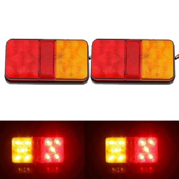 AL 2ピース 防水 LED テールライト リア ランプ ペア ボート トレーラー リア パーツ 適用: トレーラー トラック ライト 2ピース 12V・24V AL-KK-2817