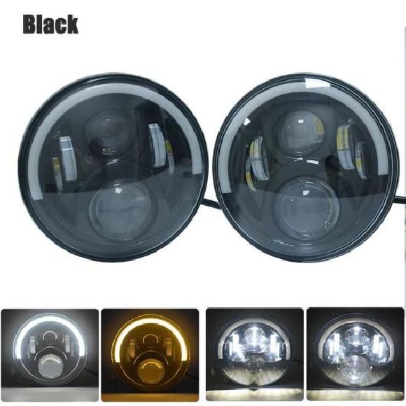 1ペア 7インチ DRL LED ヘッドランプ イカリング アングル アイ ヘッドライト 適用: ジープ/JEEP ラングラー CJ VAZ 2101FOR ラーダ/LADA ニーヴァ 4X4 スズキ 60W ブラック H4 AL-KK-2819 AL