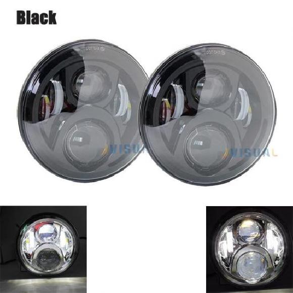 7インチ ラウンド LED ヘッドライト エンジェル アイ ターン シグナル ライト 適用: ハマー/HUMMER ヘッドライト 適用: ジープ/JEEP ラングラー JK 適用: ラーダ/LADA 60W ブラック AL-KK-2822 AL