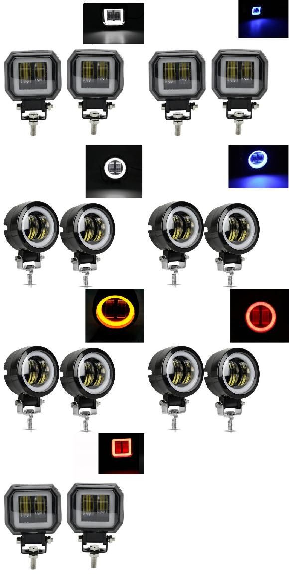 3インチ 20W 12V24V LED ワーク ライト 防水 スクエア エンジェルアイ ドライビング PODS オフロード ボート LED バー ライト ATV 6500K 2ピース ホワイト〜2ピース レッド AL-KK-2844 ALの通販は