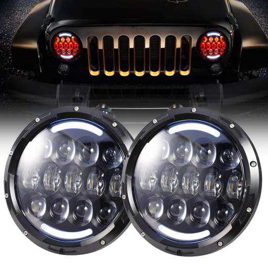 105W RGB 7インチ LED ヘッドライト H4 HI/LO ビーム エンジェル アイ ターンシグナルライト ホワイト DRL 適用: ジープ/JEEP ラングラー