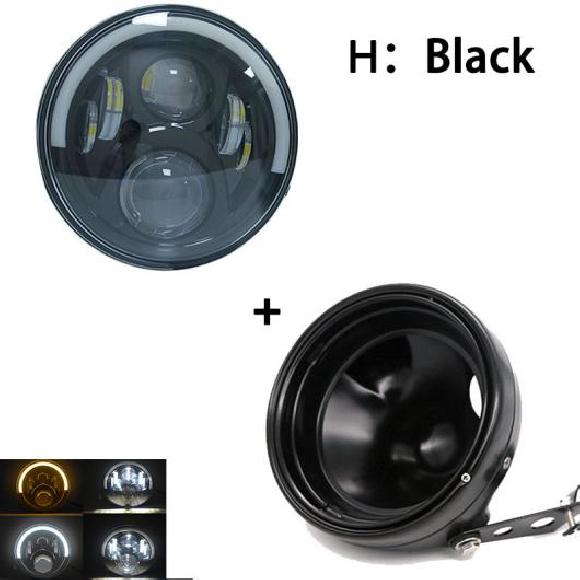 7インチ 80W ドット SAE E9 オートバイ ヘッドランプ 7インチ シェル ハウジング ヘッドライト ブラケット 適用: ハーレーダビッドソン 1セット 60W ブラック AL-KK-2864 2輪 ALの通販は