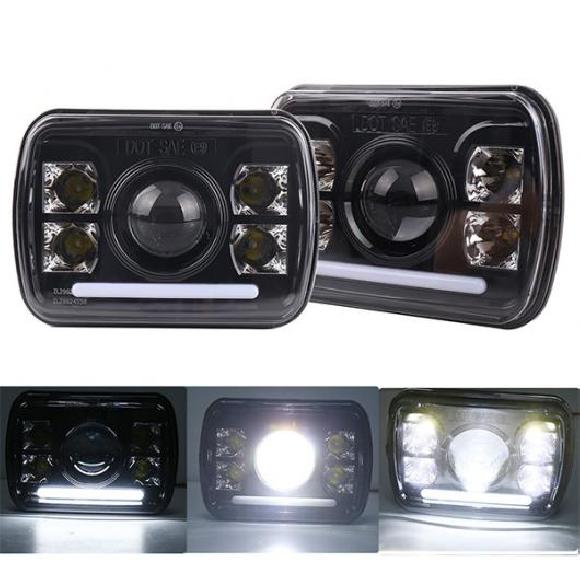 120W 5×7 7×6インチ LED スクエア ヘッドライト ハイ/ロー ビーム ホワイト DRL 適用: ジープ/JEEP チェロキー/CHEROKEE GMC サバナ フォード/FORD 2ピース LED ヘッドライト AL-KK-2900 AL