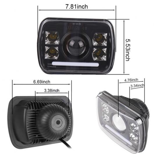 120W 5X7 LED ヘッドライト 7X6 LED シールド ヘッドランプ ホワイト デイタイムランニングライト 適用: ジープ/JEEP チェロキー/CHEROKEE GMC サバナ 2ピース LED ヘッドライト AL-KK-2901 AL_3
