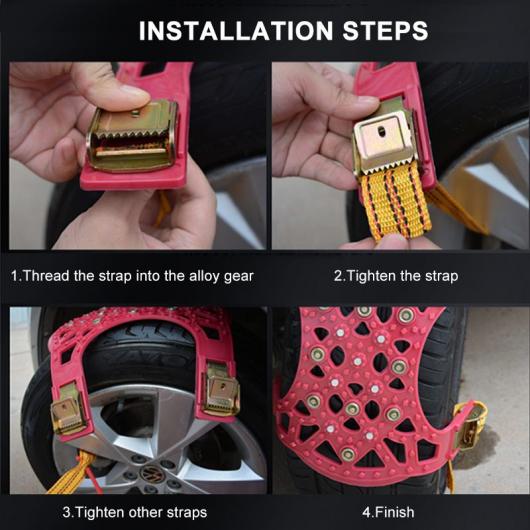 ユニバーサル スノー チェーン タイヤ 滑り止め アンチ スキッド チェーン サンド マッド ロード 車両 適用: SUV トラック バン 4ピース ブラック〜4ピース レッド AL-KK-2977 AL