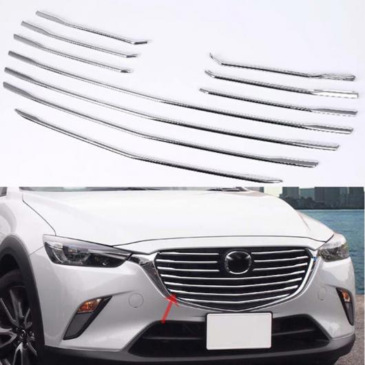 10ピース 適用: マツダ CX-3 CX3 2016 2017 2018 フロント グリル カバー トリム モールディング クローム ABS ボンネット ガーニッシュ プロテクター ステッカー AL-KK-4231 AL