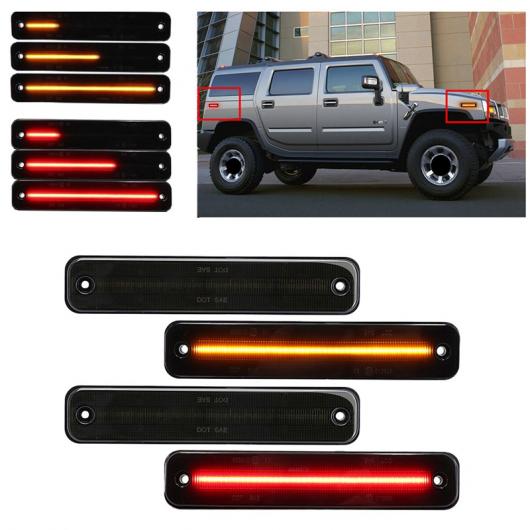 適用: 2003-2009 ハマー/HUMMER H2 スモーク フロント リア LED サイド マーカー ライト キット アンバー レッド ウインカー ダイナミック フロー LED ライト AL-KK-5168 AL