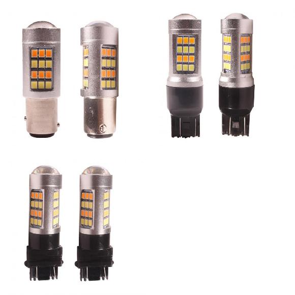 2ピース デュアルカラー 1157 BAY15D P21/5W T25 3157 P27/7W T20 7443 W21/5W LED バルブ 適用: DRL＆ウインカー ライト 2835 1157 BAY15D〜T25 3157 ホワイト アンバー AL-KK-6905 AL